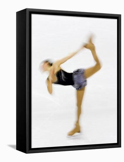 Blurred Action of Woman Figure Skater, Torino, Italy-Chris Trotman-Framed Premier Image Canvas