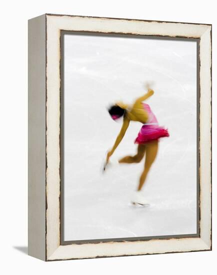 Blurred Action of Woman Figure Skater, Torino, Italy-Chris Trotman-Framed Premier Image Canvas