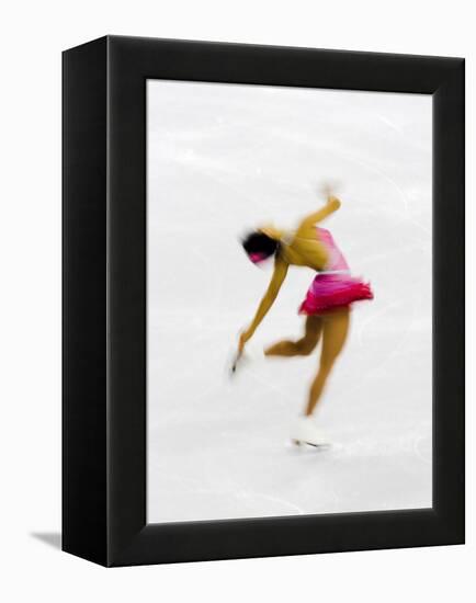 Blurred Action of Woman Figure Skater, Torino, Italy-Chris Trotman-Framed Premier Image Canvas