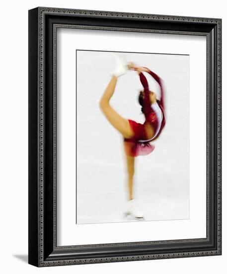 Blurred Action of Woman Figure Skater, Torino, Italy-Chris Trotman-Framed Premium Photographic Print