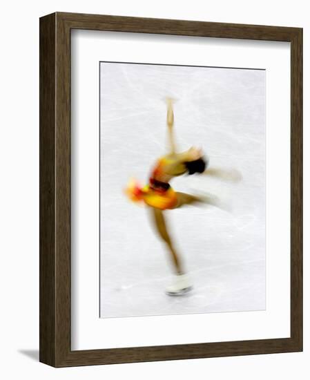 Blurred Action of Woman Figure Skater, Torino, Italy-Chris Trotman-Framed Premium Photographic Print