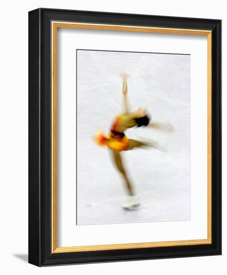 Blurred Action of Woman Figure Skater, Torino, Italy-Chris Trotman-Framed Premium Photographic Print