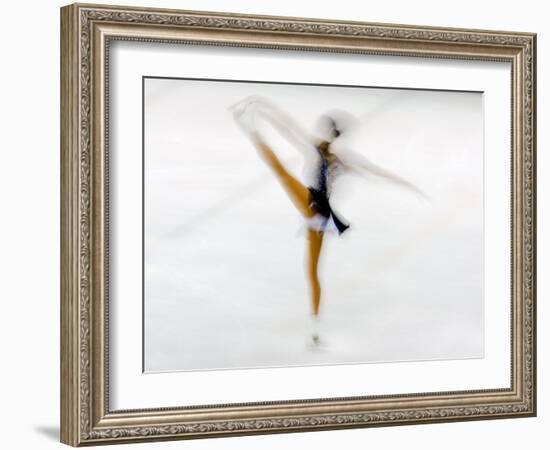 Blurred Action of Woman Figure Skater, Torino, Italy-Chris Trotman-Framed Photographic Print