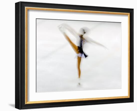 Blurred Action of Woman Figure Skater, Torino, Italy-Chris Trotman-Framed Photographic Print