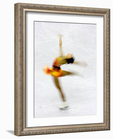 Blurred Action of Woman Figure Skater, Torino, Italy-Chris Trotman-Framed Photographic Print