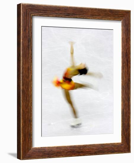 Blurred Action of Woman Figure Skater, Torino, Italy-Chris Trotman-Framed Photographic Print