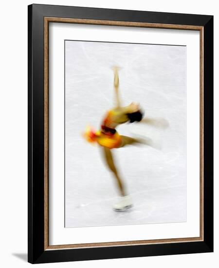 Blurred Action of Woman Figure Skater, Torino, Italy-Chris Trotman-Framed Photographic Print