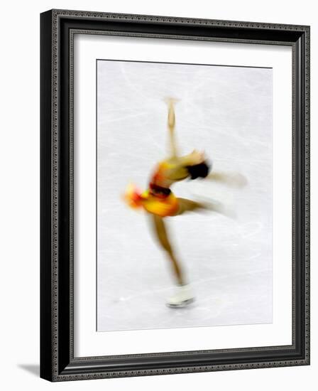 Blurred Action of Woman Figure Skater, Torino, Italy-Chris Trotman-Framed Photographic Print