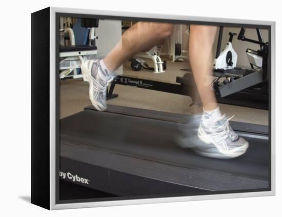 Blurred Image of Legs on a Treadmill-null-Framed Premier Image Canvas