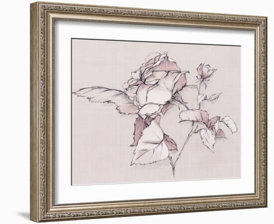 Blush Floral Flourish-Alex Black-Framed Art Print