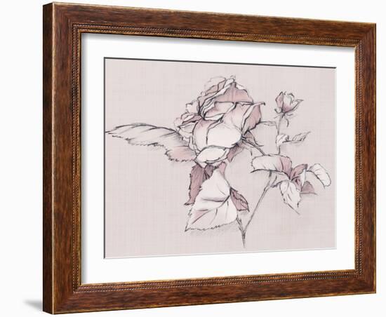 Blush Floral Flourish-Alex Black-Framed Art Print