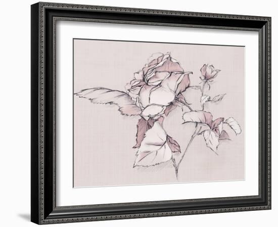 Blush Floral Flourish-Alex Black-Framed Art Print