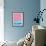 Blush Pink and Blue Abstract-Hallie Clausen-Framed Art Print displayed on a wall