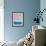 Blush Pink and Blue Abstract-Hallie Clausen-Framed Art Print displayed on a wall