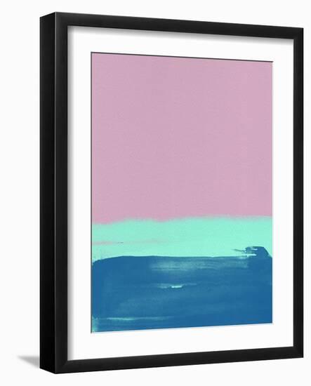 Blush Pink and Blue Abstract-Hallie Clausen-Framed Art Print