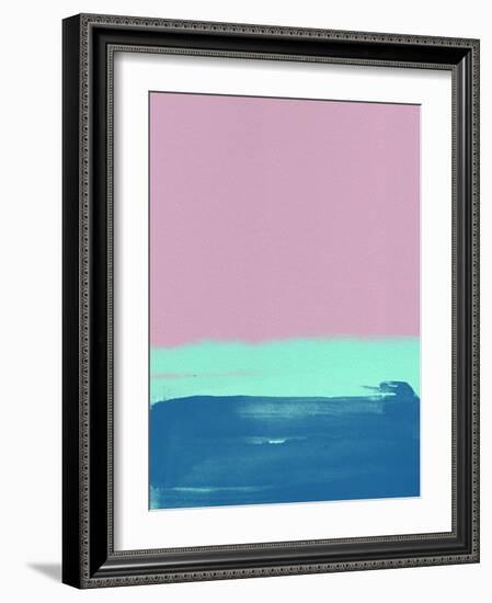 Blush Pink and Blue Abstract-Hallie Clausen-Framed Art Print