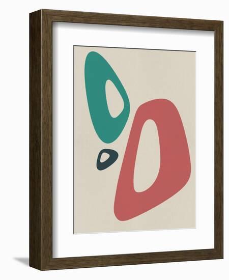 Blush Pink and Teal Abstract Shapes I-Eline Isaksen-Framed Art Print