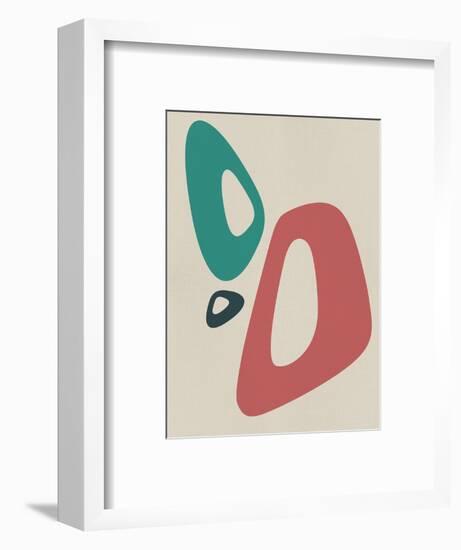 Blush Pink and Teal Abstract Shapes I-Eline Isaksen-Framed Art Print