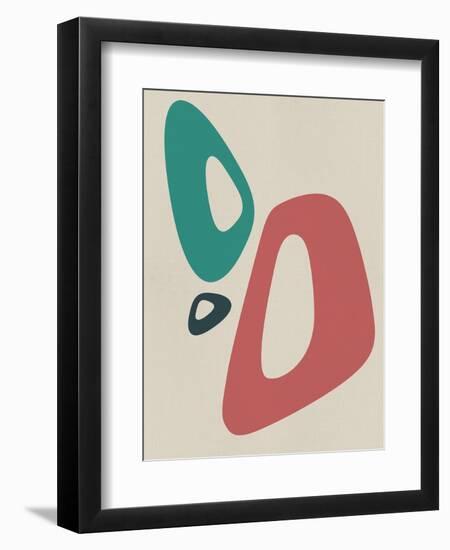 Blush Pink and Teal Abstract Shapes I-Eline Isaksen-Framed Art Print