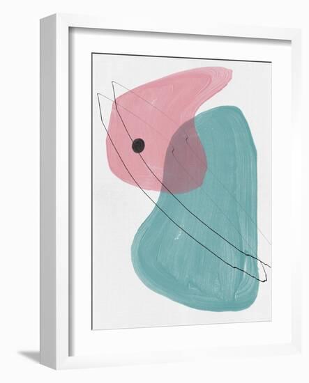 Blush Pink and Teal Abstract Shapes-Eline Isaksen-Framed Art Print