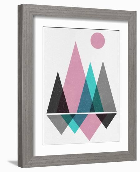 Blush Pink Geometric Mountains I-Eline Isaksen-Framed Art Print