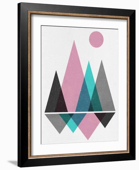 Blush Pink Geometric Mountains I-Eline Isaksen-Framed Art Print