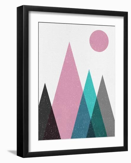 Blush Pink Geometric Mountains-Eline Isaksen-Framed Art Print