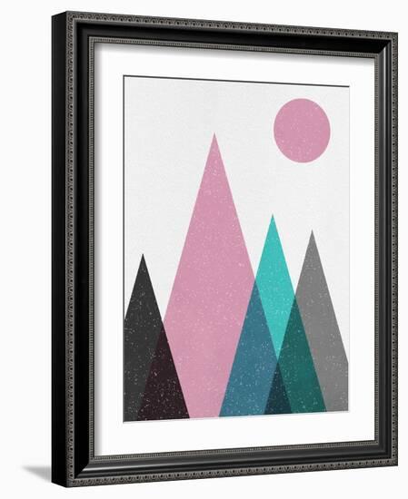 Blush Pink Geometric Mountains-Eline Isaksen-Framed Art Print