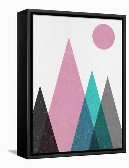 Blush Pink Geometric Mountains-Eline Isaksen-Framed Stretched Canvas