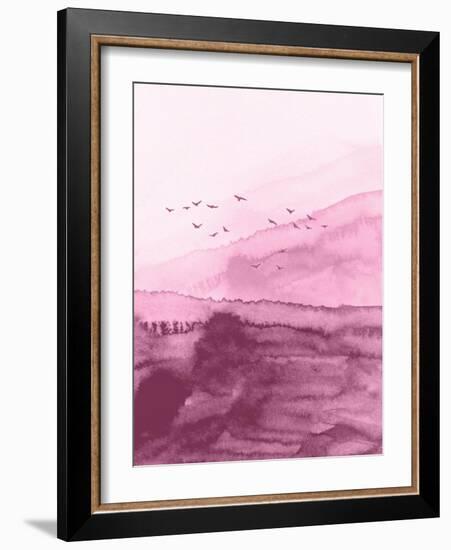Blush Pink Landscape Watercolor-Hallie Clausen-Framed Art Print