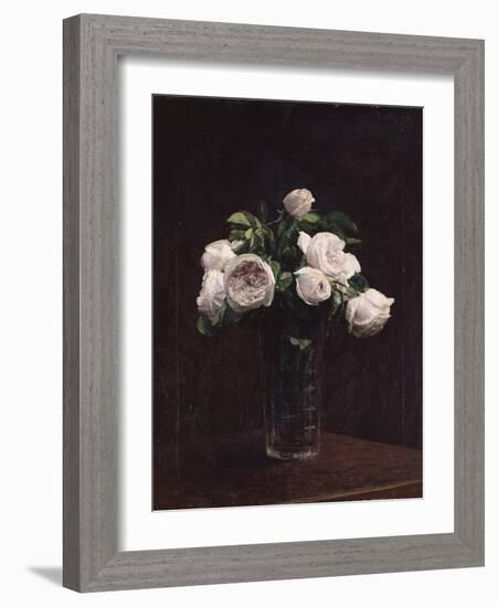 Blush Roses in a Glass, C.1860-1900-Henri Fantin-Latour-Framed Giclee Print