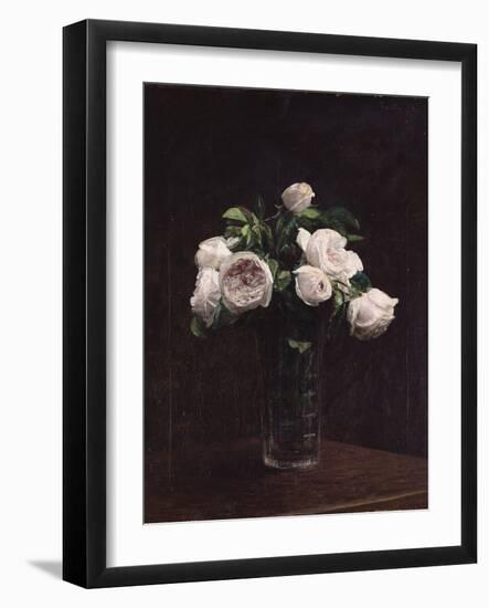 Blush Roses in a Glass, C.1860-1900-Henri Fantin-Latour-Framed Giclee Print