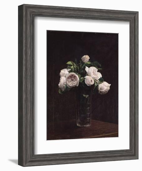 Blush Roses in a Glass, C.1860-1900-Henri Fantin-Latour-Framed Giclee Print