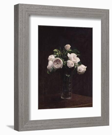 Blush Roses in a Glass, C.1860-1900-Henri Fantin-Latour-Framed Giclee Print