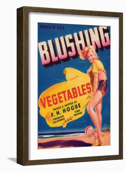 Blushing Vegetable Label - Firebaugh, CA-Lantern Press-Framed Art Print