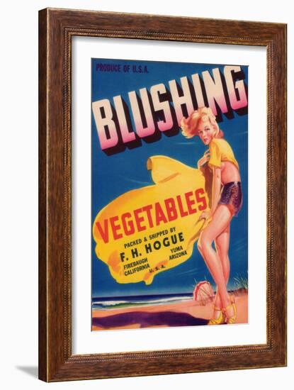 Blushing Vegetable Label - Firebaugh, CA-Lantern Press-Framed Art Print