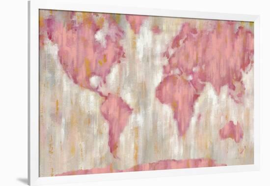 Blushing World Map v2 Crop-Silvia Vassileva-Framed Art Print