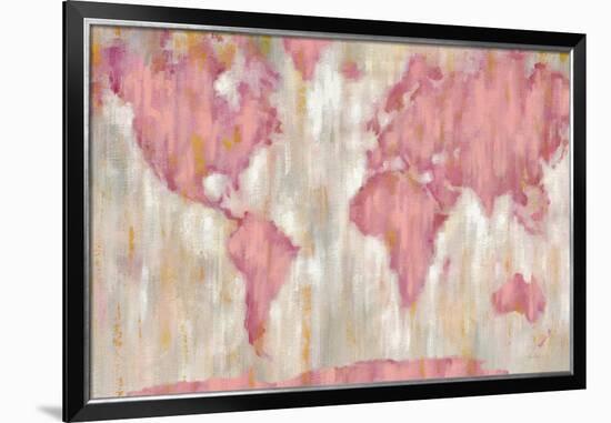 Blushing World Map v2 Crop-Silvia Vassileva-Framed Art Print