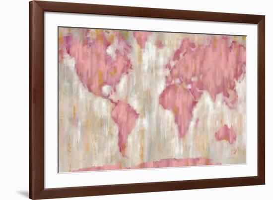 Blushing World Map v2 Crop-Silvia Vassileva-Framed Art Print