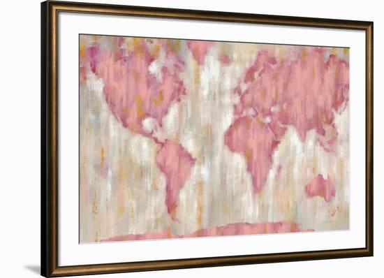 Blushing World Map v2 Crop-Silvia Vassileva-Framed Art Print