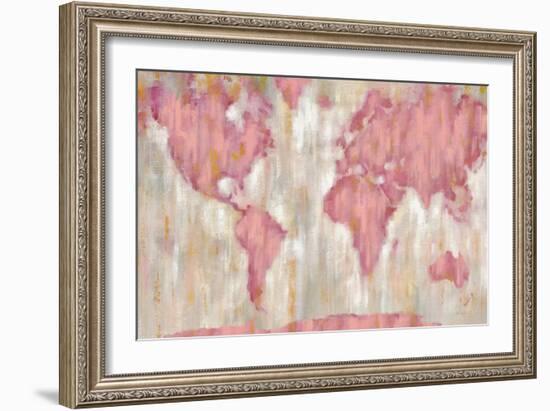 Blushing World Map v2 Crop-Silvia Vassileva-Framed Art Print