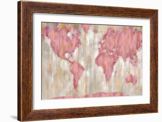 Blushing World Map v2 Crop-Silvia Vassileva-Framed Art Print