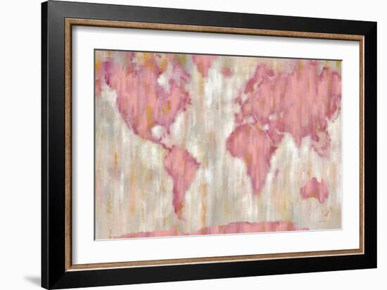 Blushing World Map v2 Crop-Silvia Vassileva-Framed Art Print