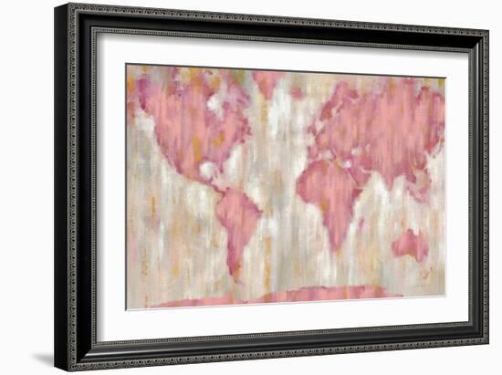 Blushing World Map v2 Crop-Silvia Vassileva-Framed Art Print