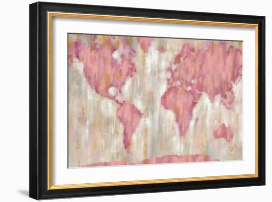 Blushing World Map v2 Crop-Silvia Vassileva-Framed Art Print