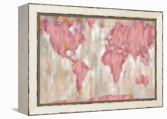 Blushing World Map v2 Crop-Silvia Vassileva-Framed Stretched Canvas