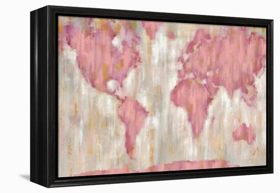 Blushing World Map v2 Crop-Silvia Vassileva-Framed Stretched Canvas