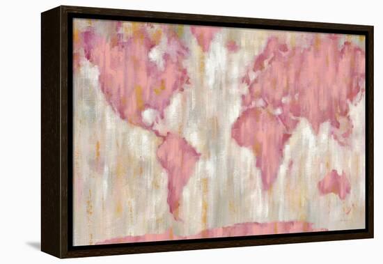 Blushing World Map v2 Crop-Silvia Vassileva-Framed Stretched Canvas