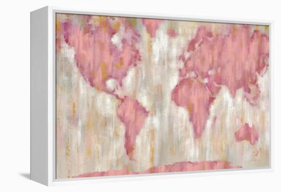 Blushing World Map v2 Crop-Silvia Vassileva-Framed Stretched Canvas