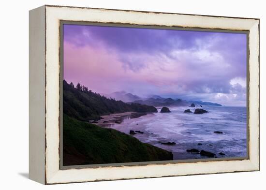 Blustery Morning Mood at Cannon Beach, Oregon Coast-null-Framed Premier Image Canvas